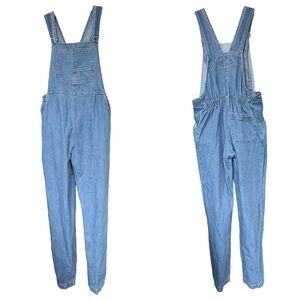 Vintage 90s Denim Jean Overalls Size XS Light Wash Jumpsuit Onesie